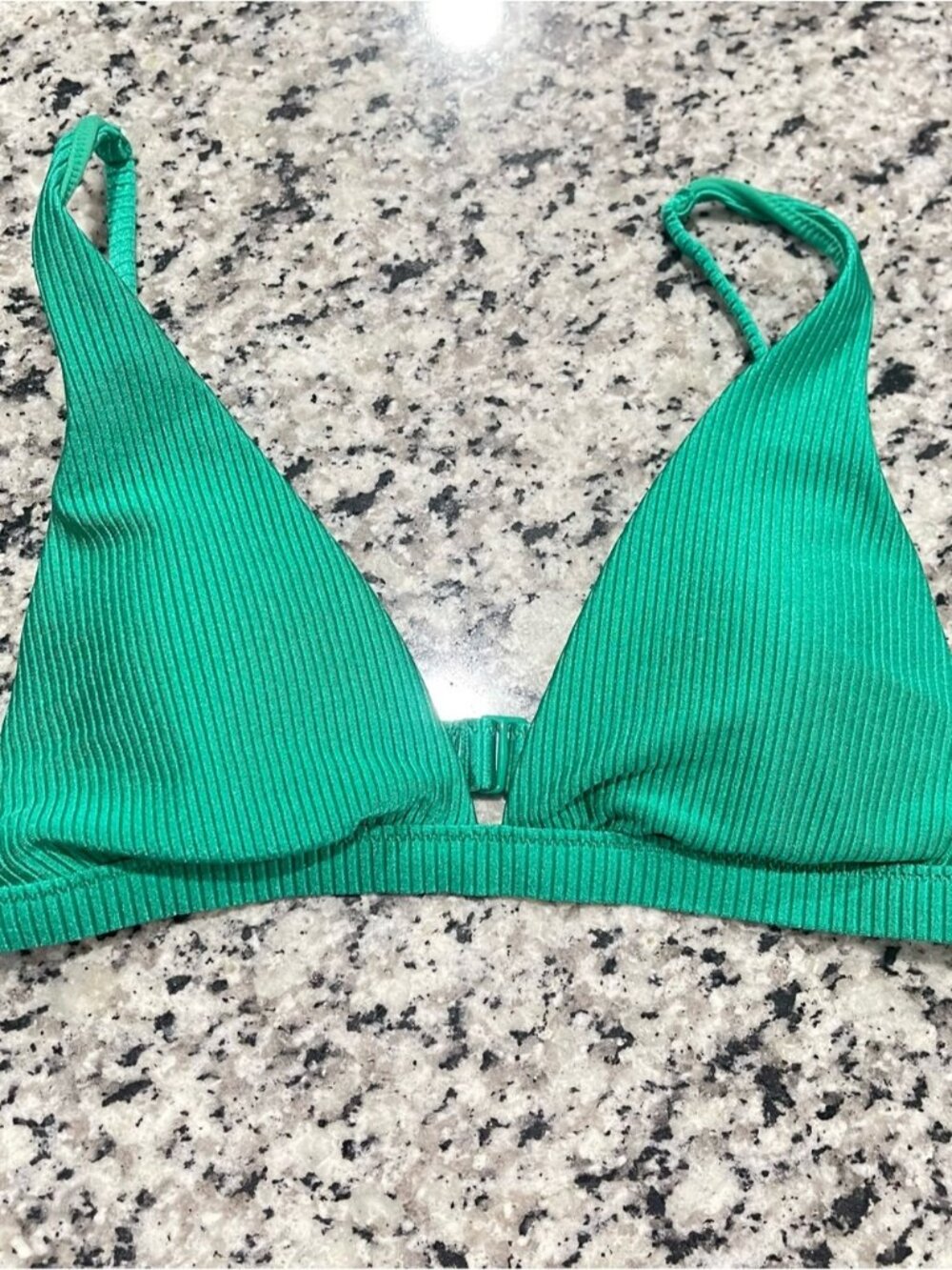 Aerie Green Ribbed Triangle Bikini Top - Women Swim - Size Small
